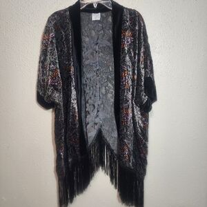 Tempted Black and Orange Fringe Cardigan